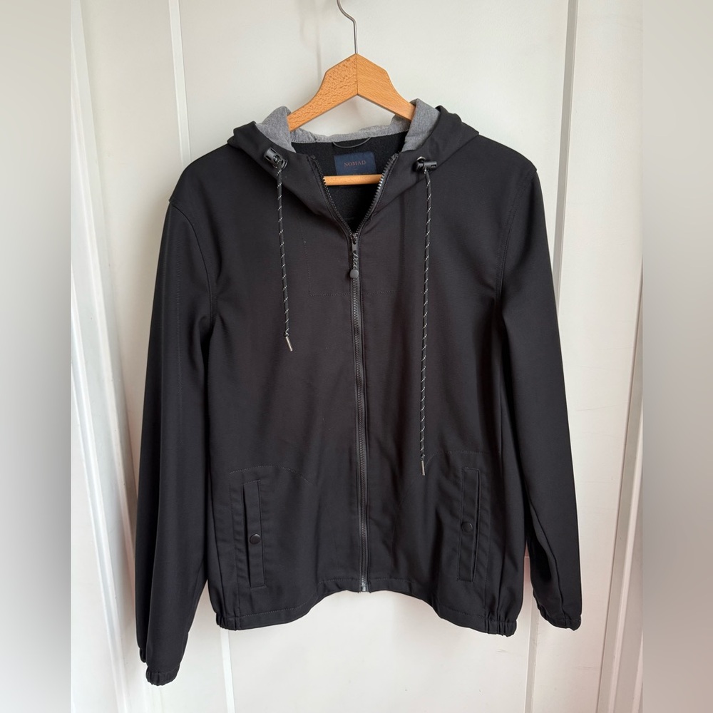 Nomad Jacket Men's Size M Black  Tech Fleece Lined Hooded Full Zip Snap Pockets